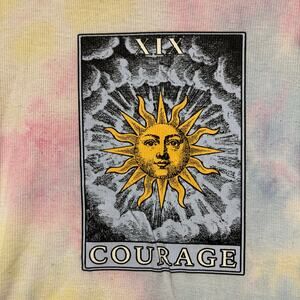 Andie Kiss Tie Dye Ribbed Sun Tarot Courage Tee Pastel Colors XL Boho Shirt